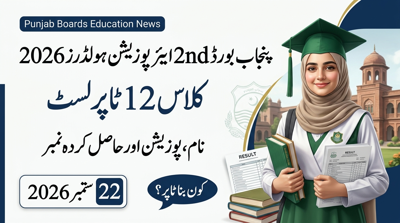 Punjab Board 2nd Year Position Holder 2026 – Class 12 Topper List
